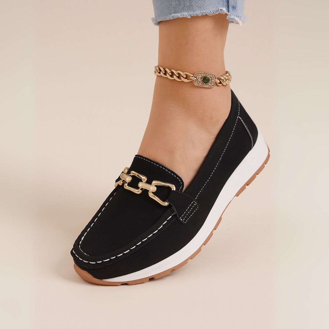 Women's Orthopedic Suede Chain-Detail Loafers
