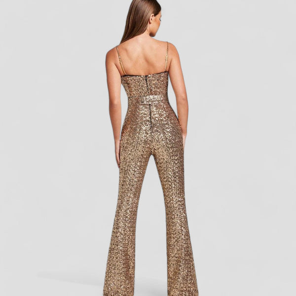 Women's Sequin Flared Evening Jumpsuit