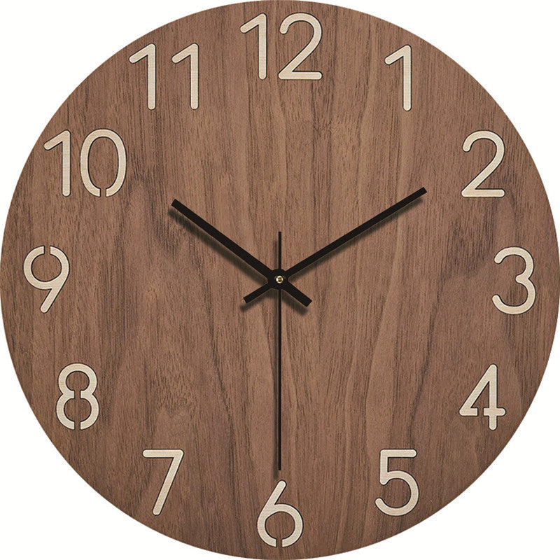 Silent Wood-Grain Wall Clock