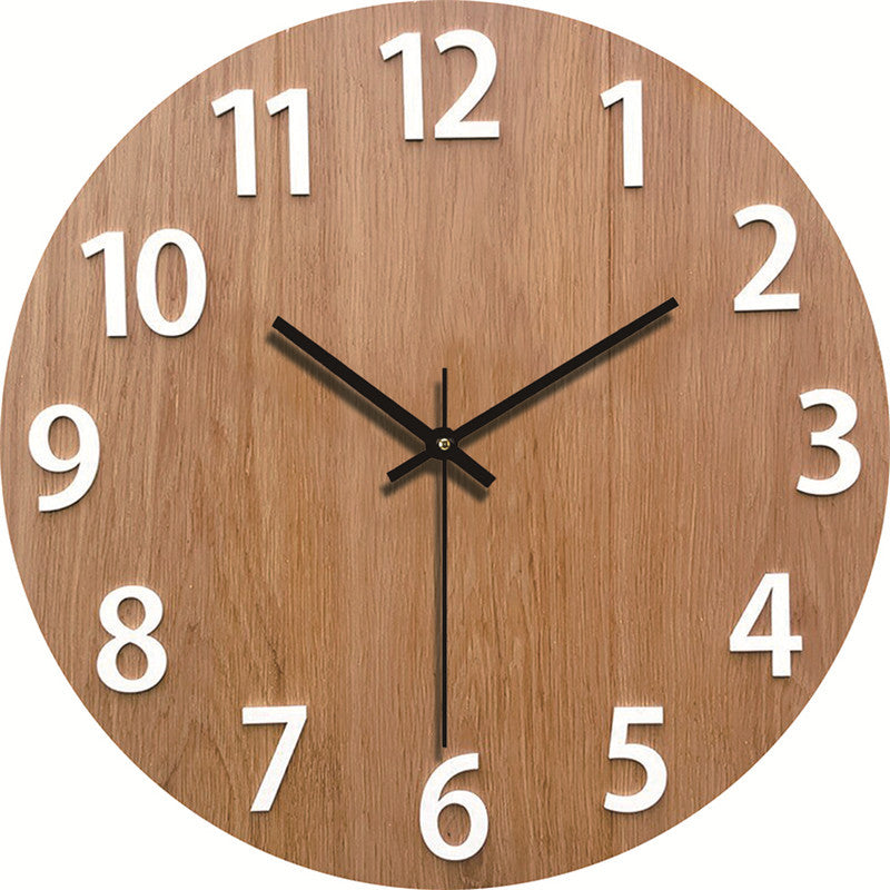 Silent Wood-Grain Wall Clock