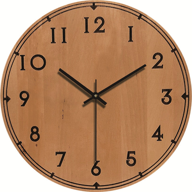 Silent Wood-Grain Wall Clock