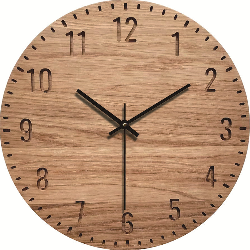 Silent Wood-Grain Wall Clock