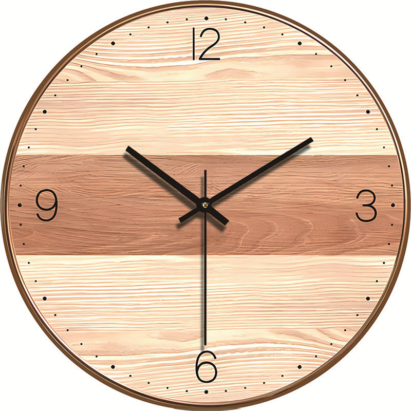 Silent Wood-Grain Wall Clock