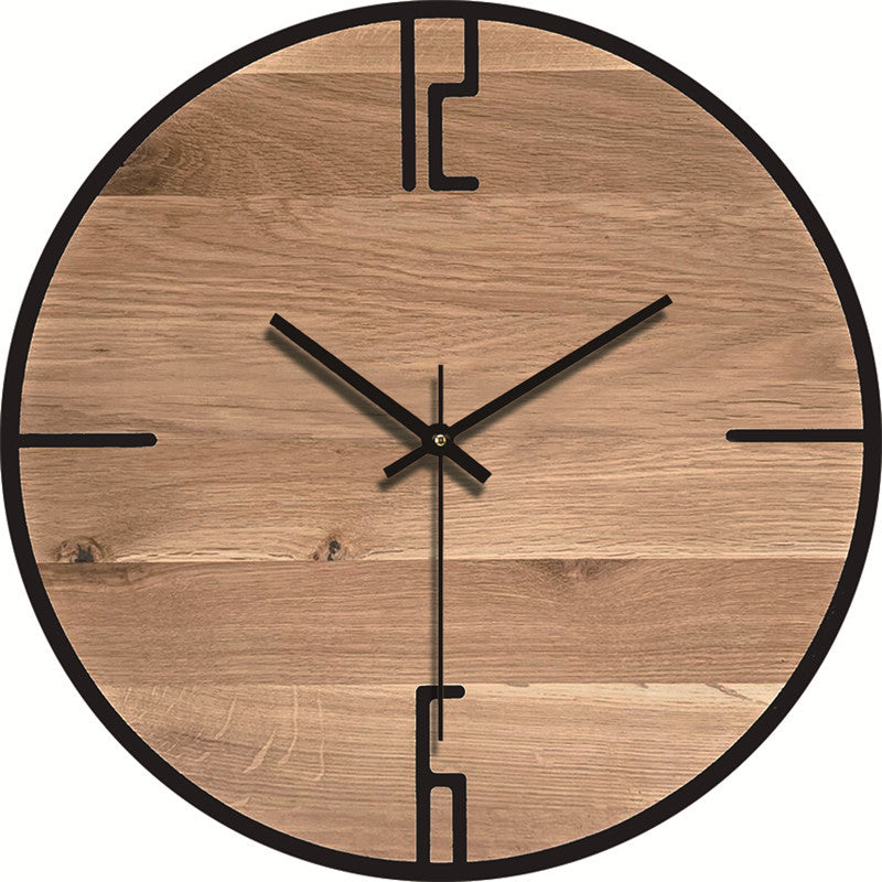 Silent Wood-Grain Wall Clock