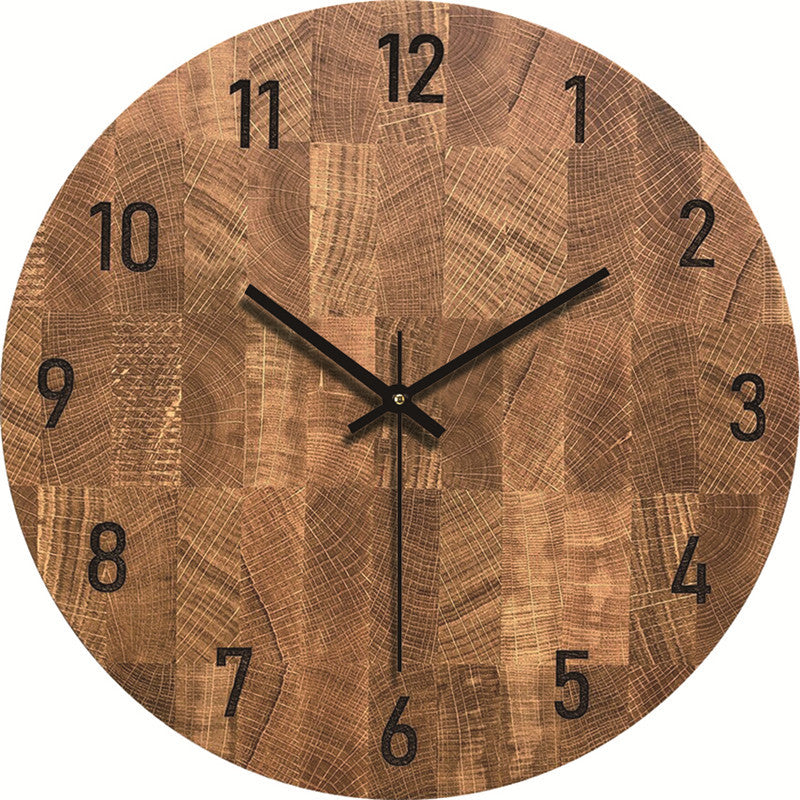 Silent Wood-Grain Wall Clock
